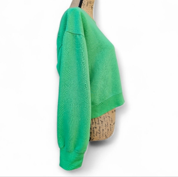 Zara Bright Green Cropped Crew Neck Sweater, Size S - Picture 4 of 6
